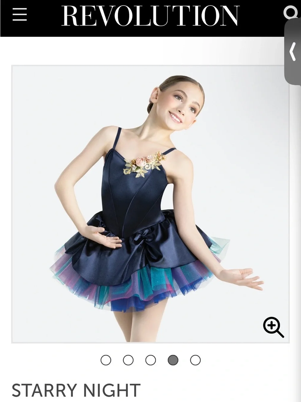 Navy Floral Appliqué Girls' Tutu Dance Costume